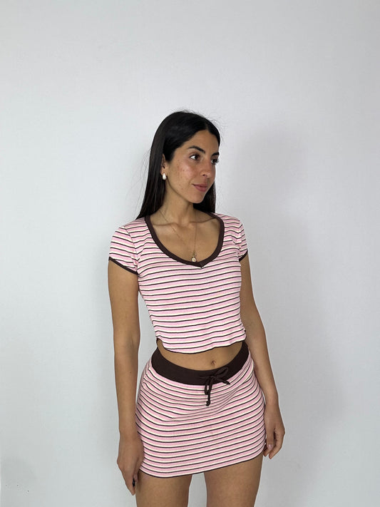 Coordinato gonna maglia a strisce