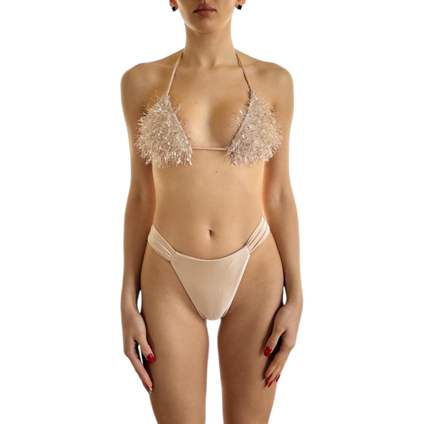 Bikini piumetta champagne
