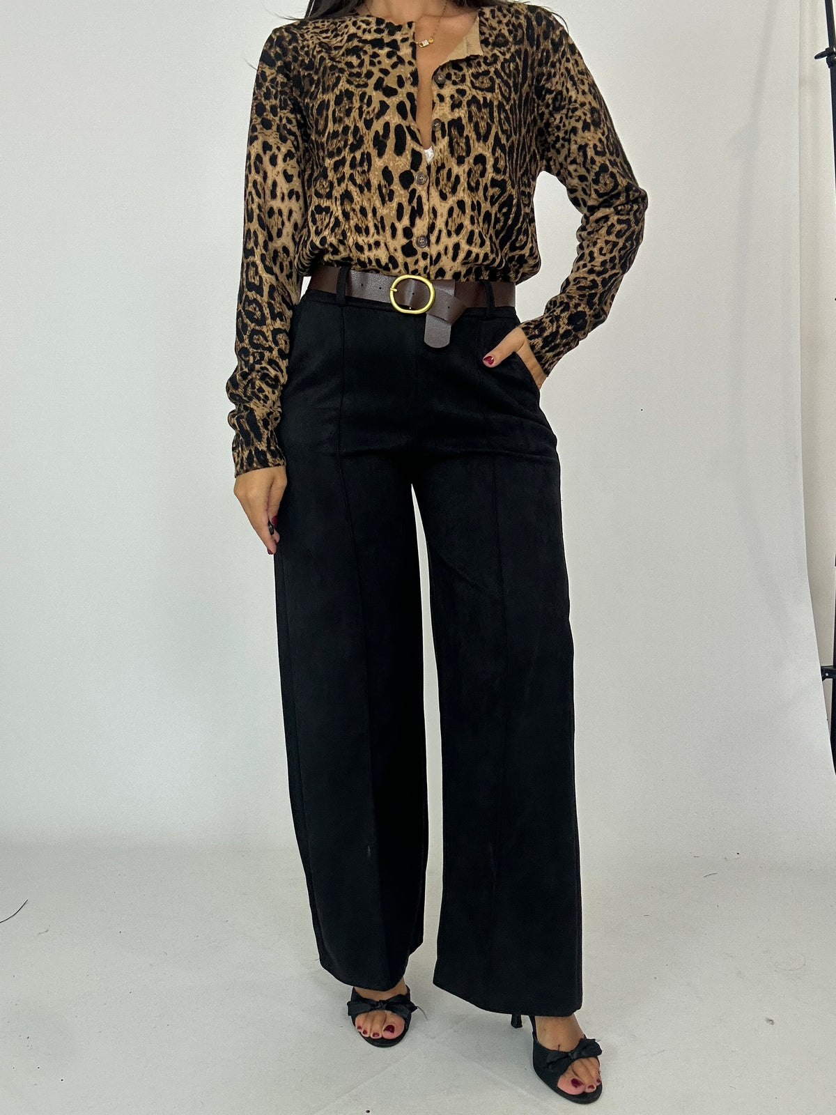 Pantalone nero in suede