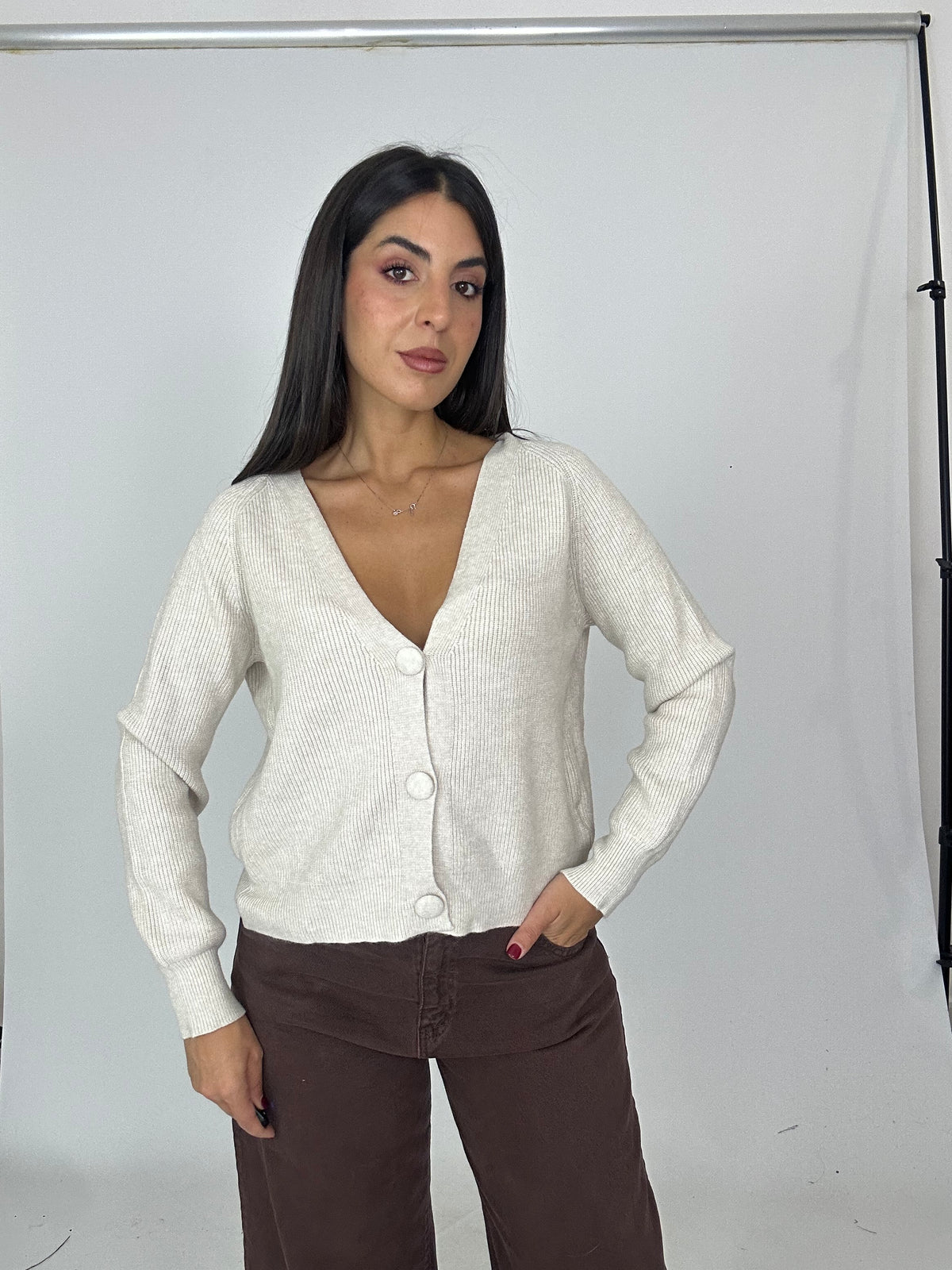 Cardigan in lana beige