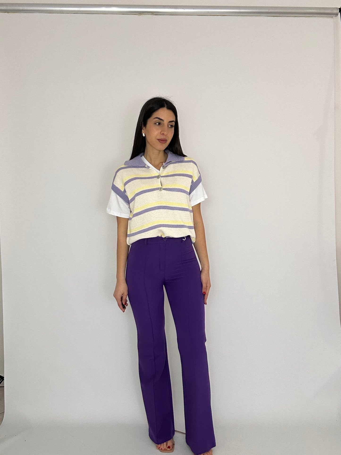 Pantalone dritto viola