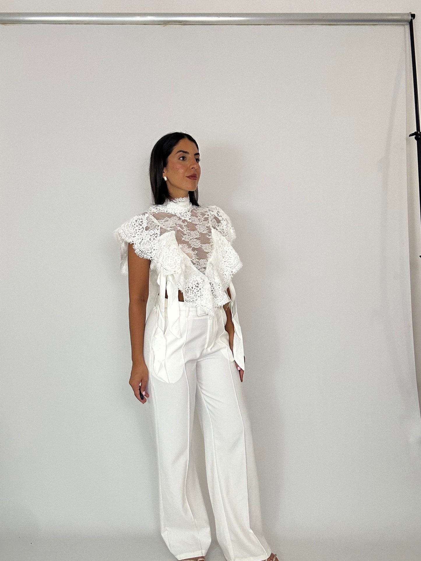 Pantalone bianco con cintura