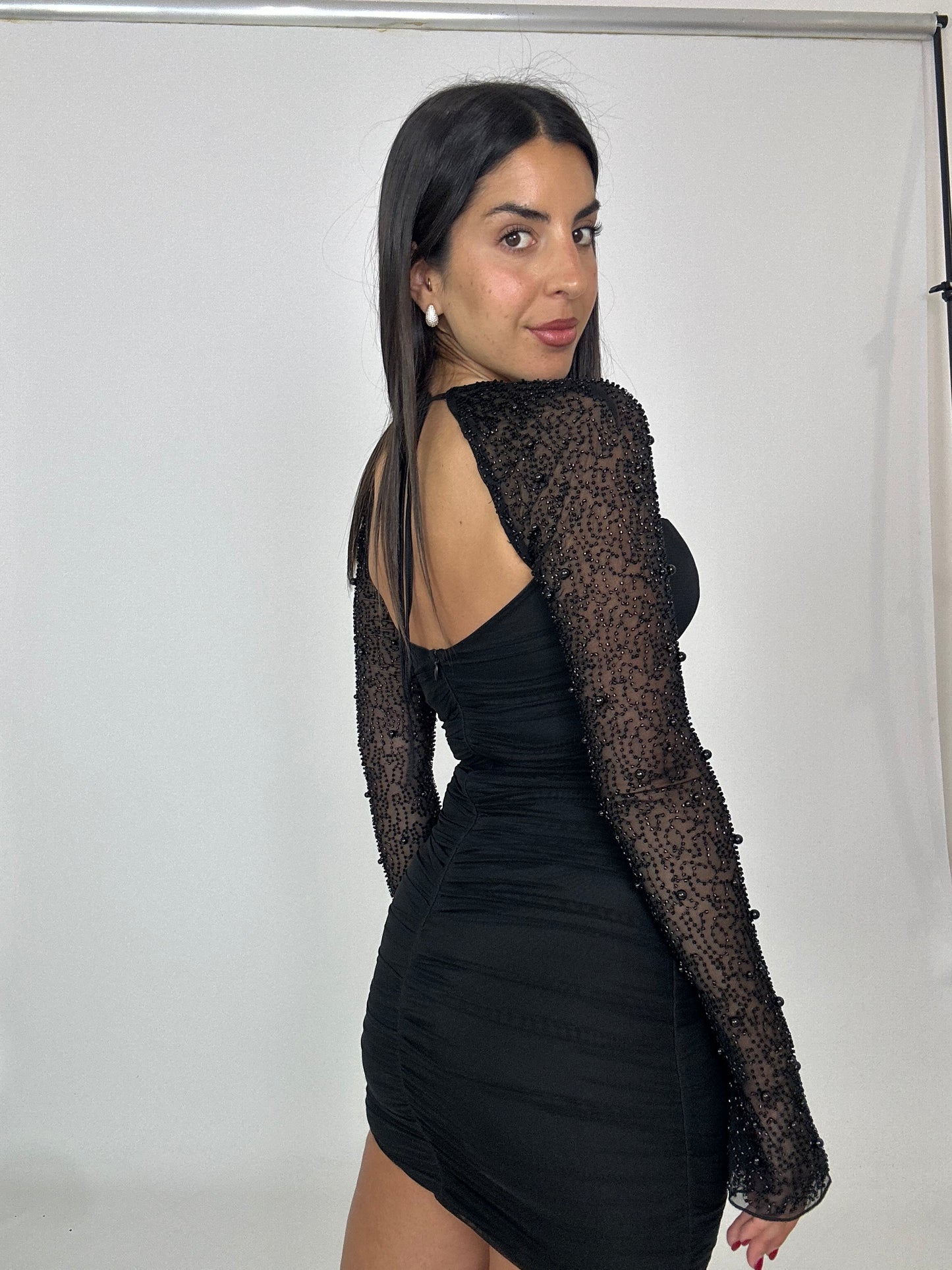 Tubino nero maniche gioiello