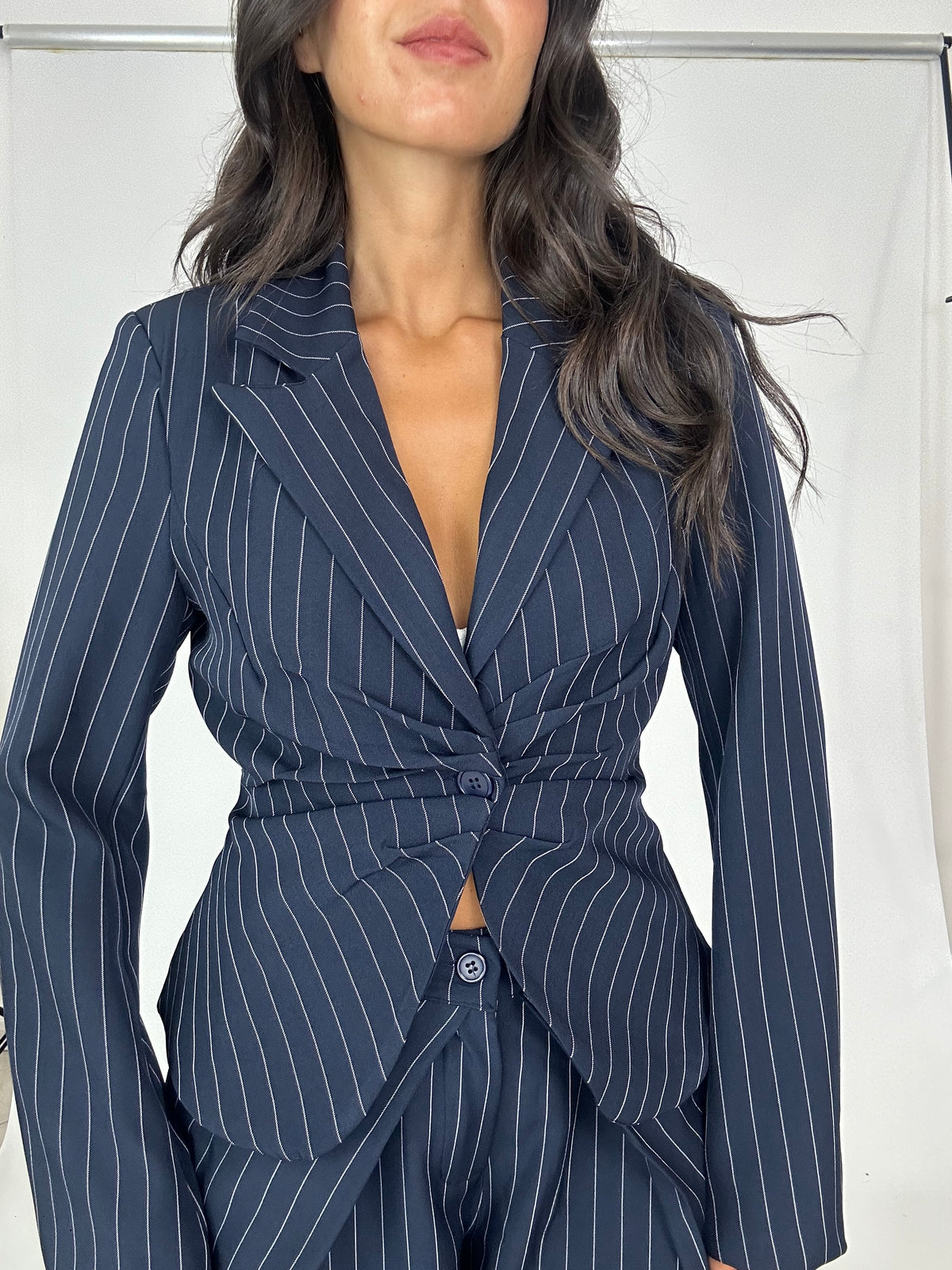 Tailleur gessato giacca avvitata