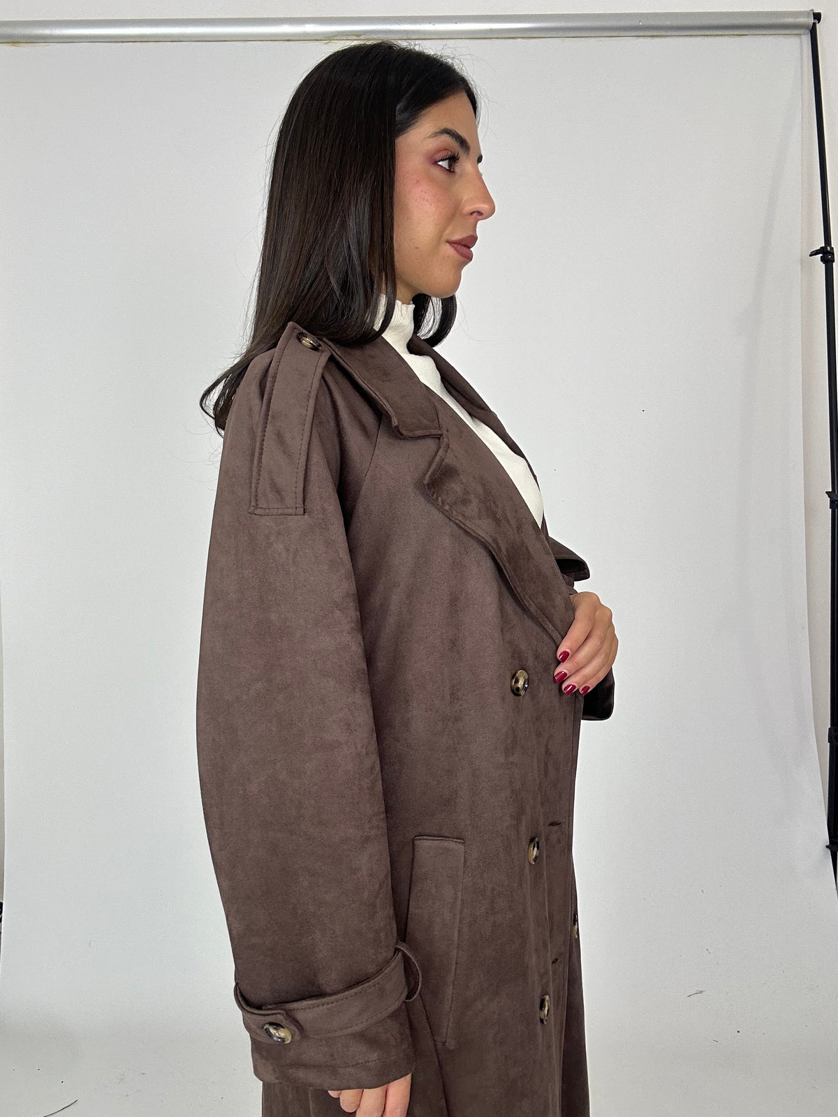 Trench in suede marrone
