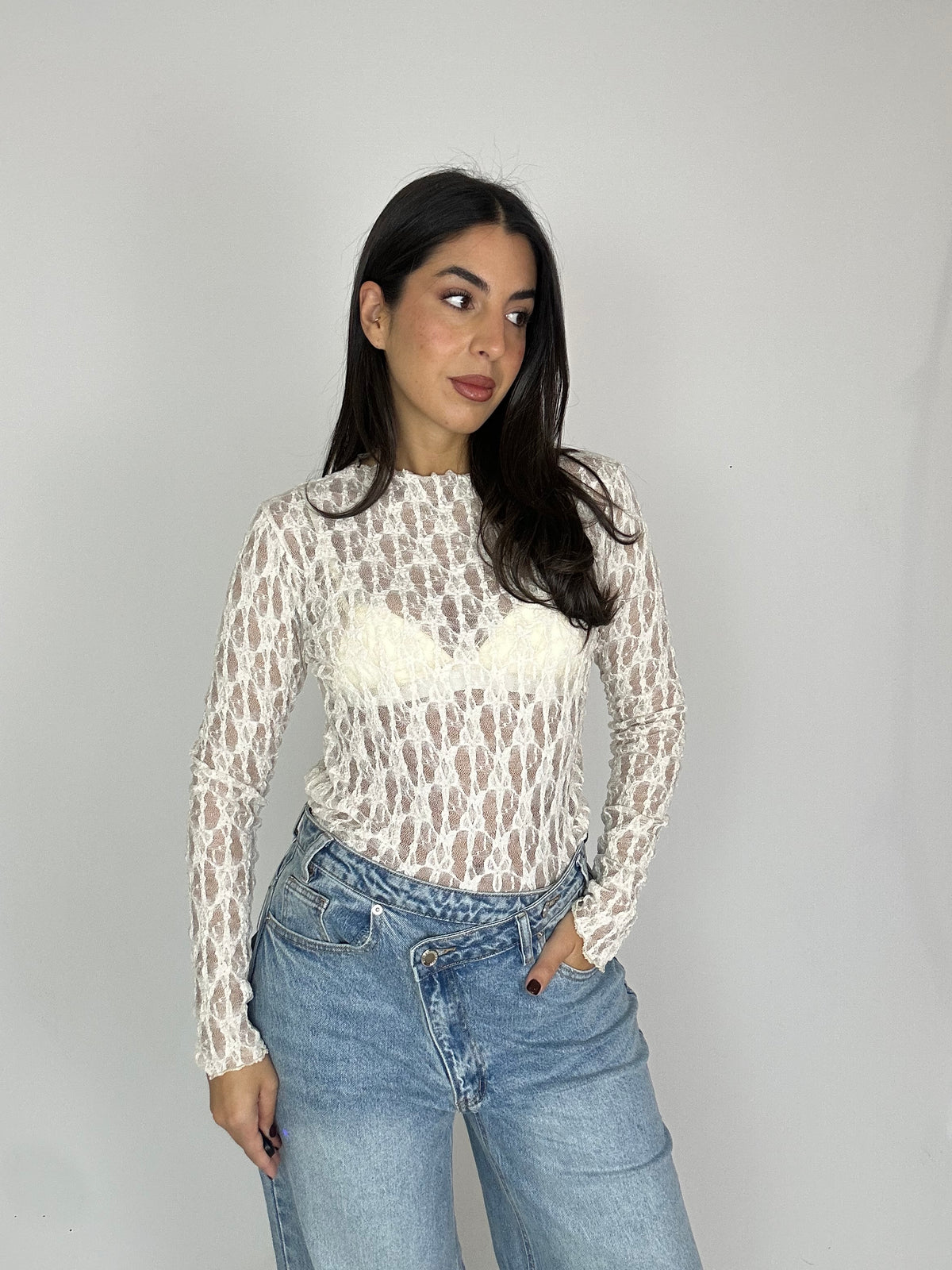 Maglia velata panna