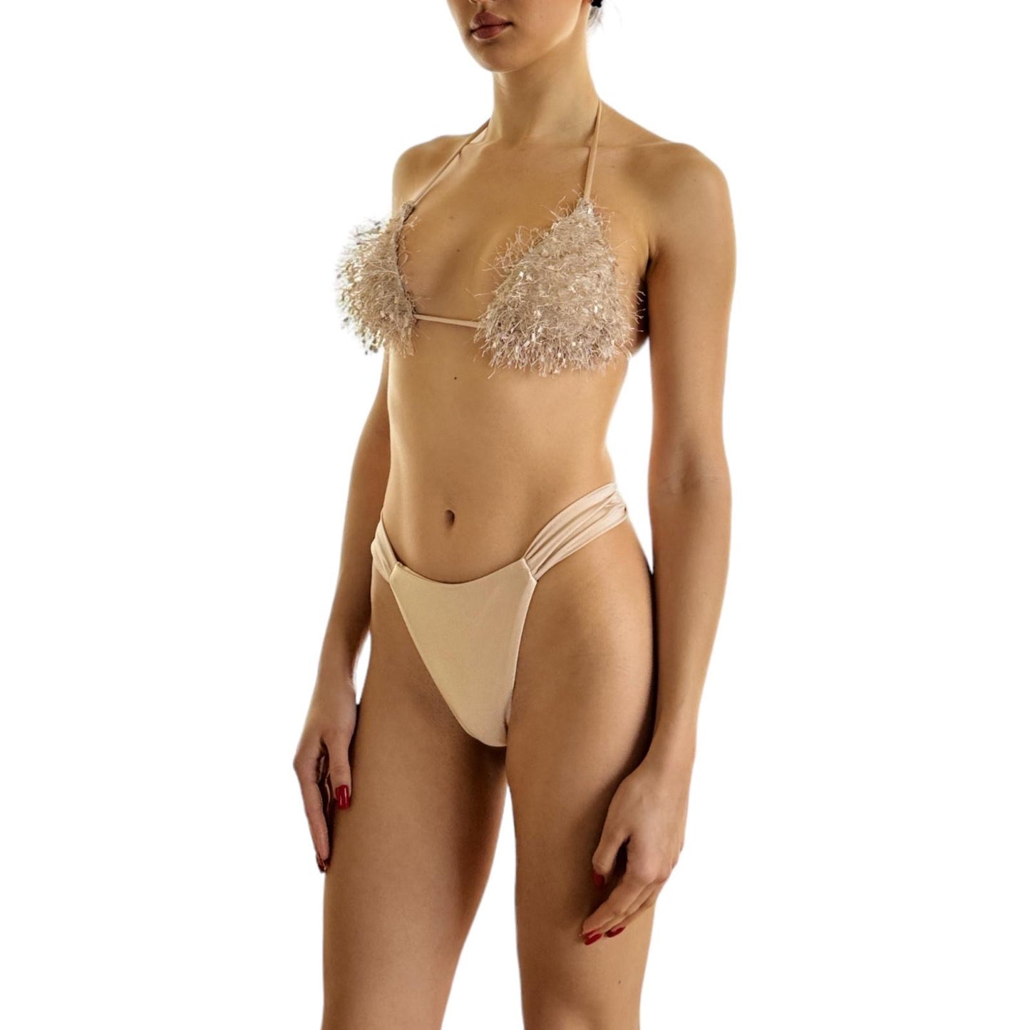 Bikini piumetta champagne