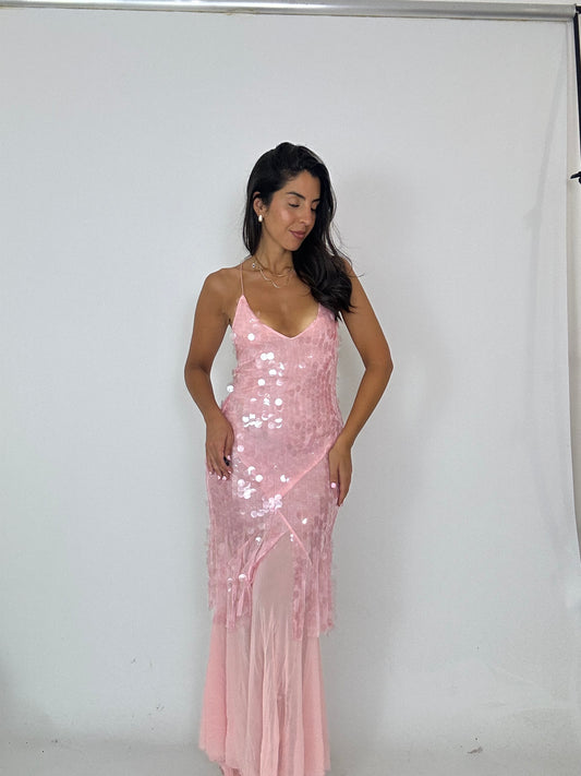 Abito rosa paillettes