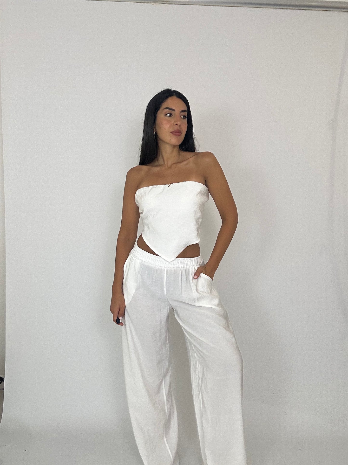 Completo  bianco top bandana