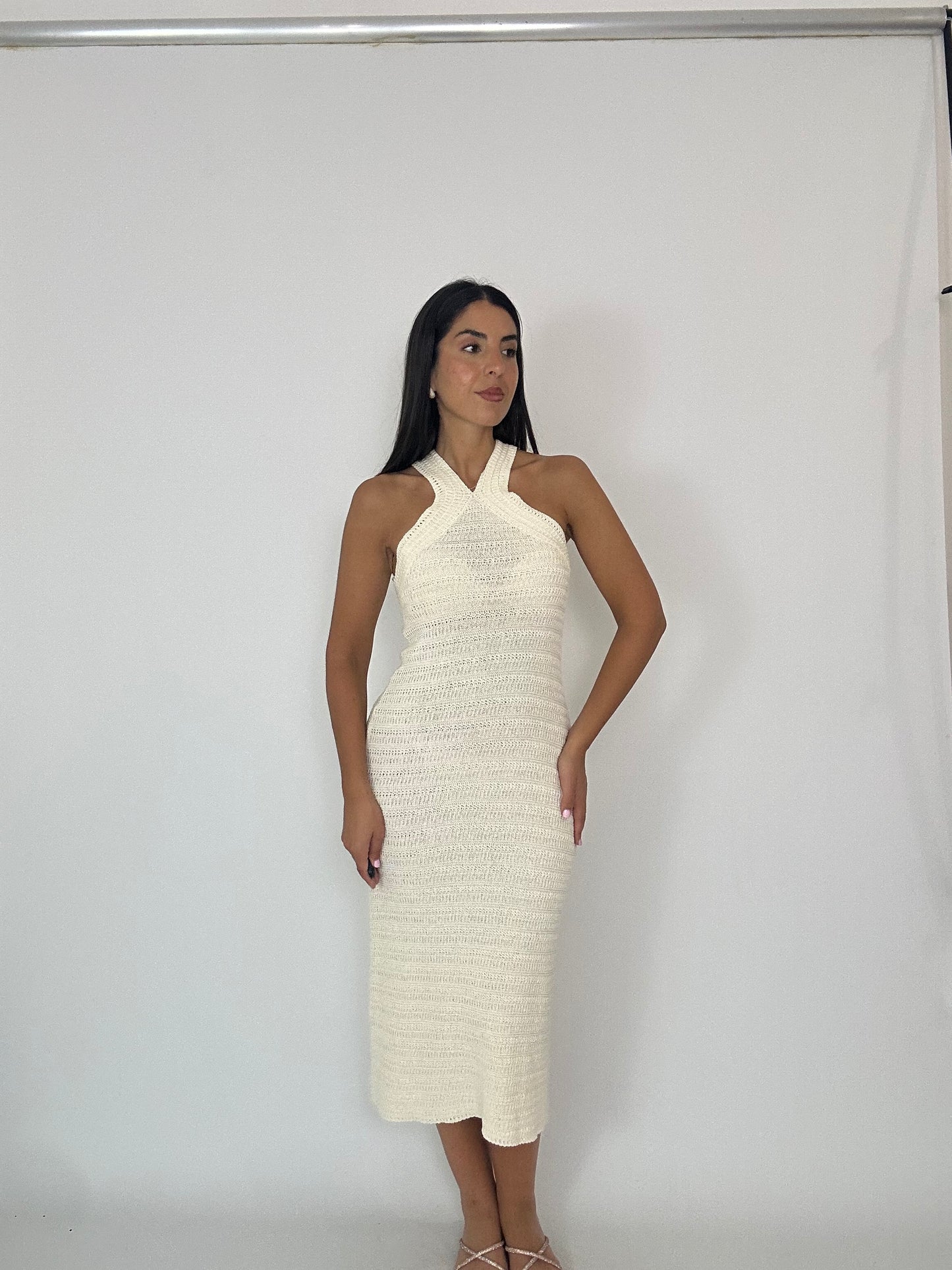 Abito crochet panna