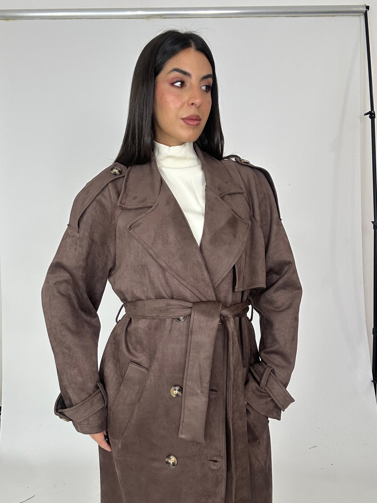 Trench in suede marrone