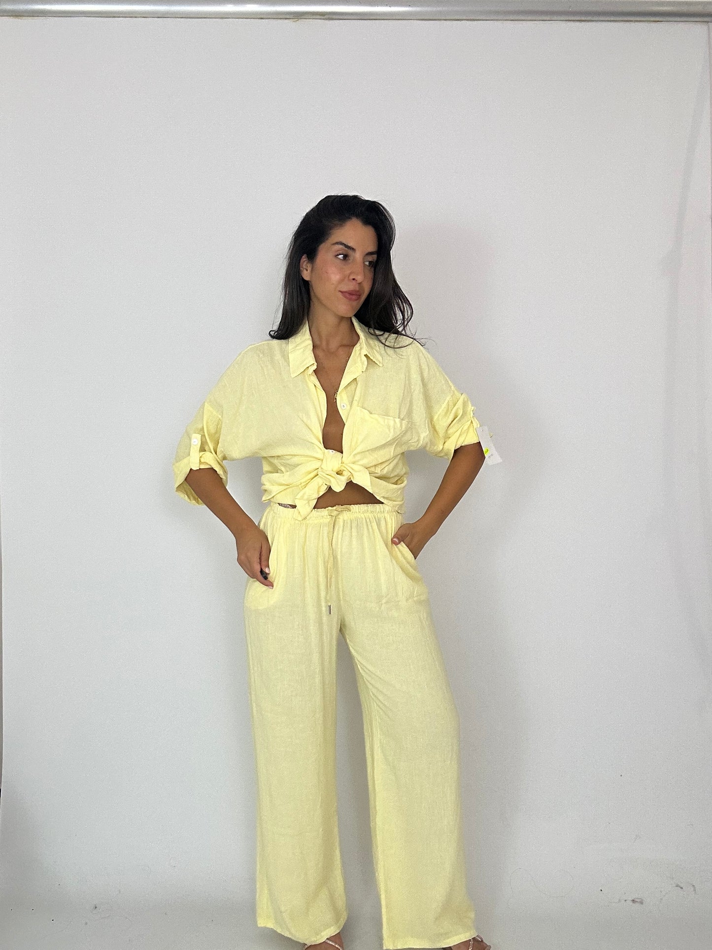 Coordinato giallo 50% lino
