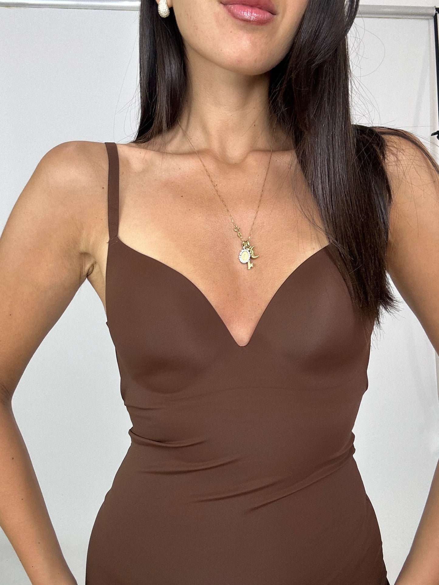 Mini dress guaina marrone