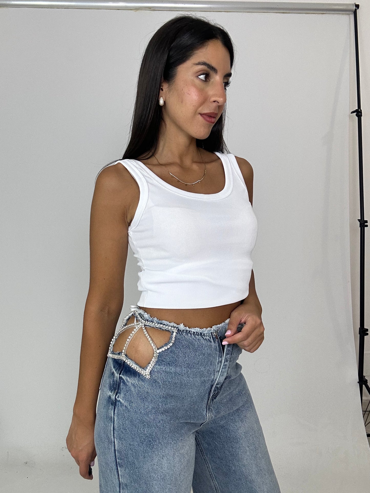 Jeans con stella brillantinata