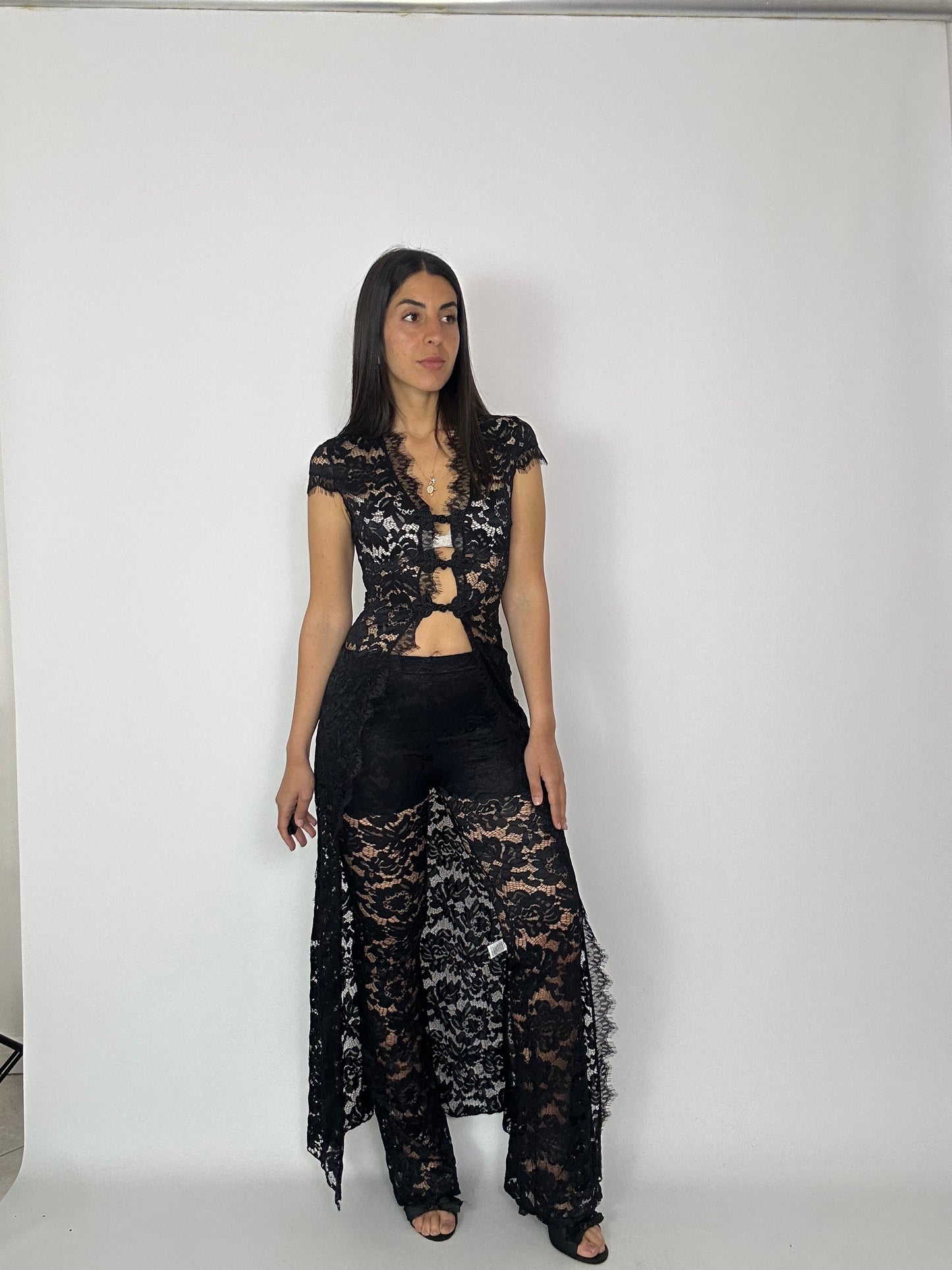 Coordinato nero in pizzo modello coreano