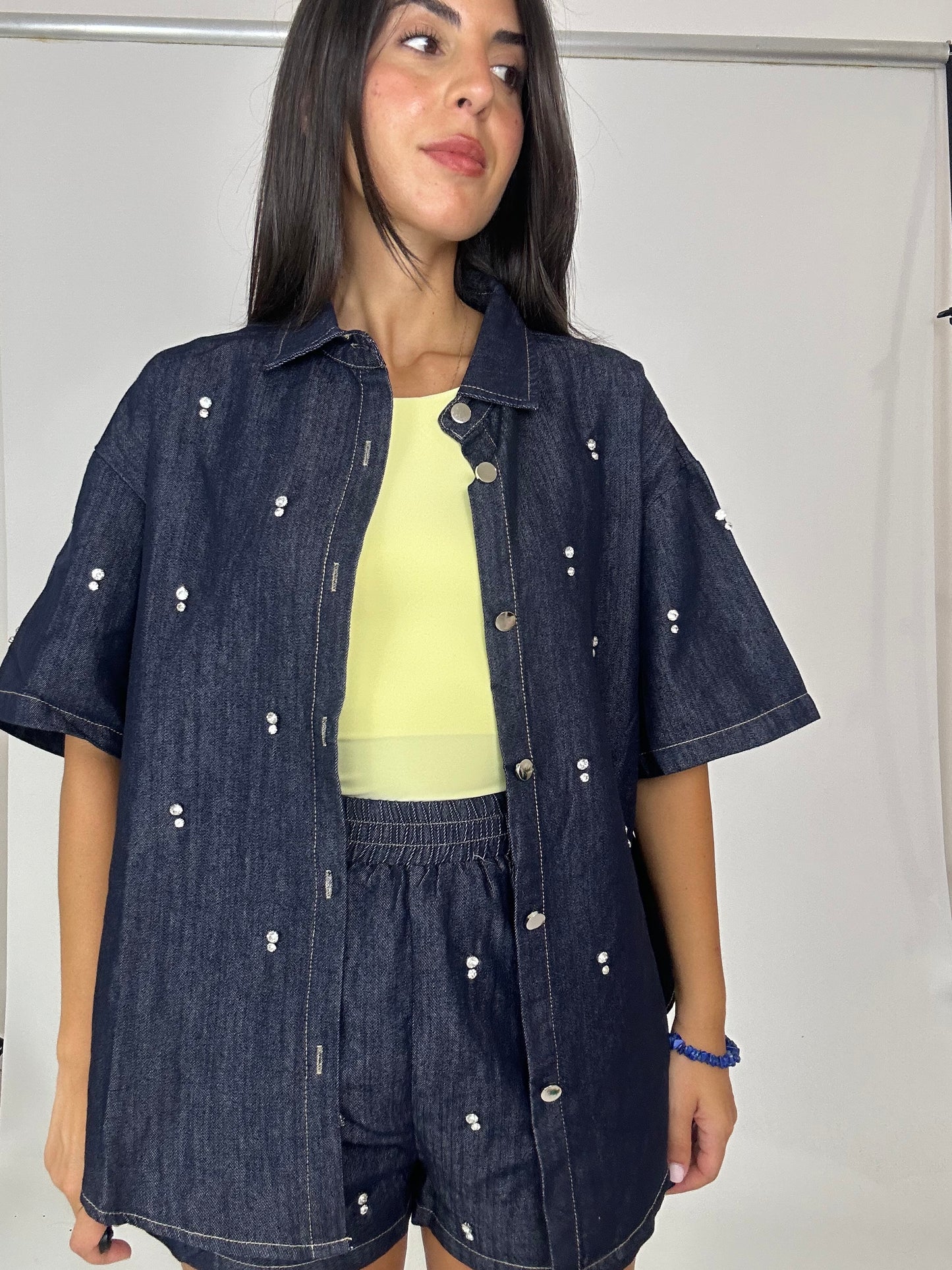 Coordinato Denim con camicia e strass
