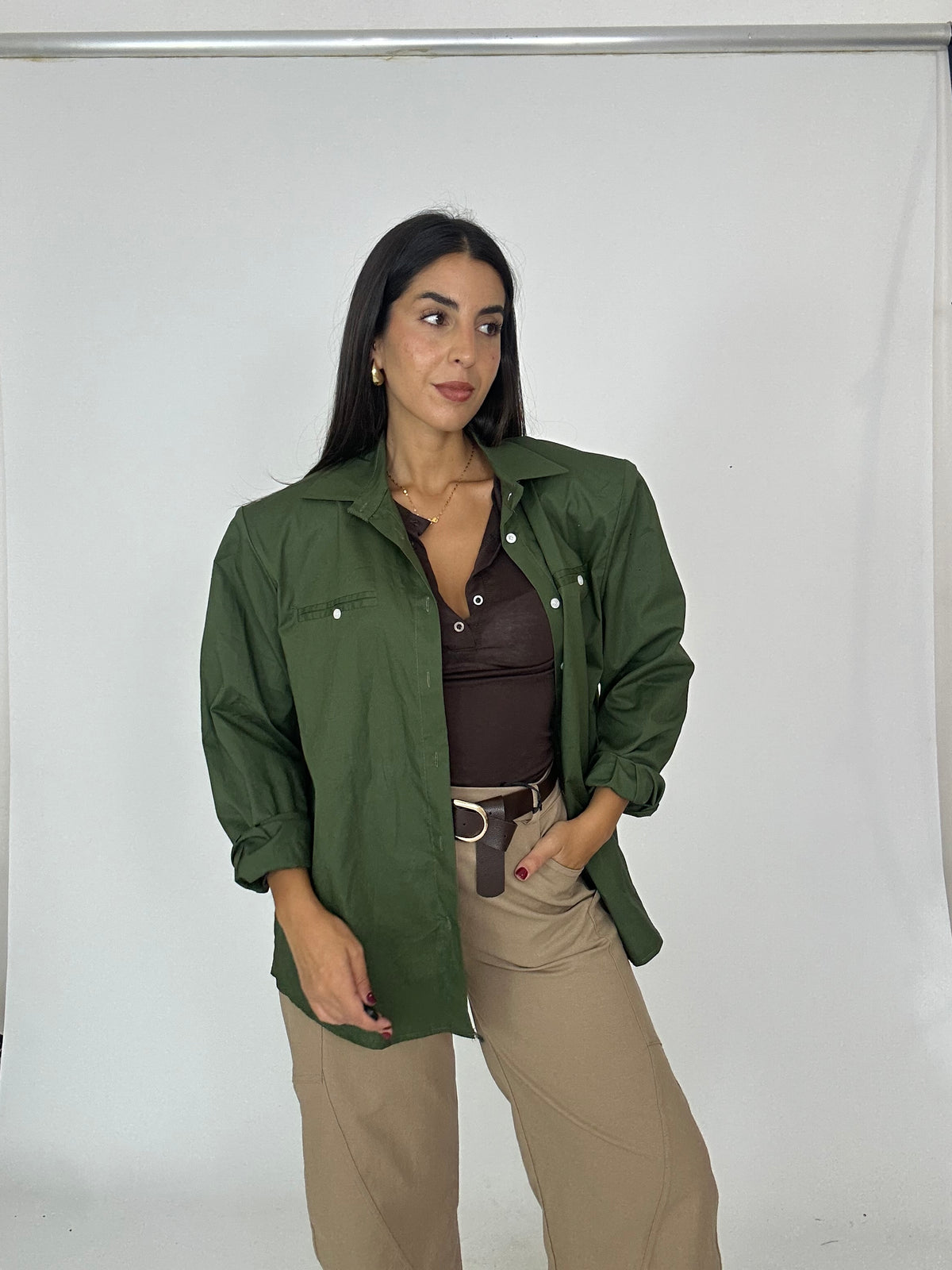 Camicia over verde