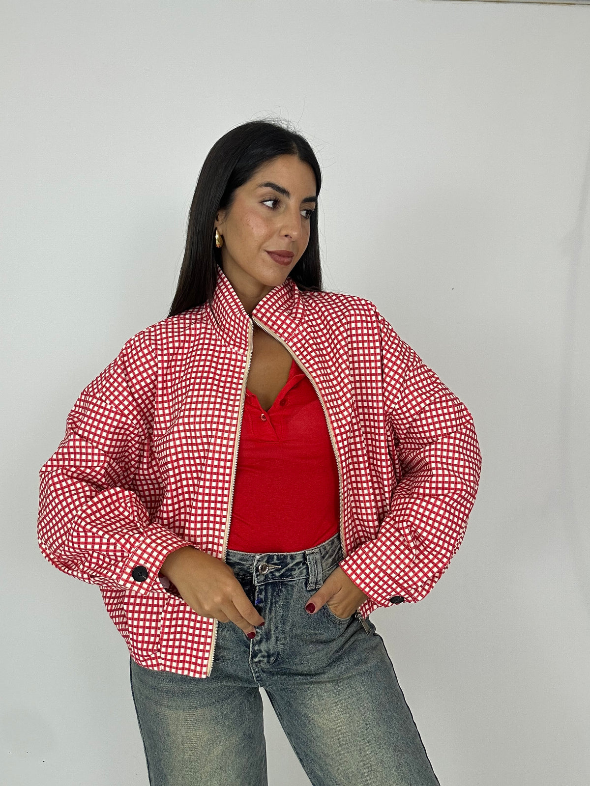 Giubbotto quadri rosso