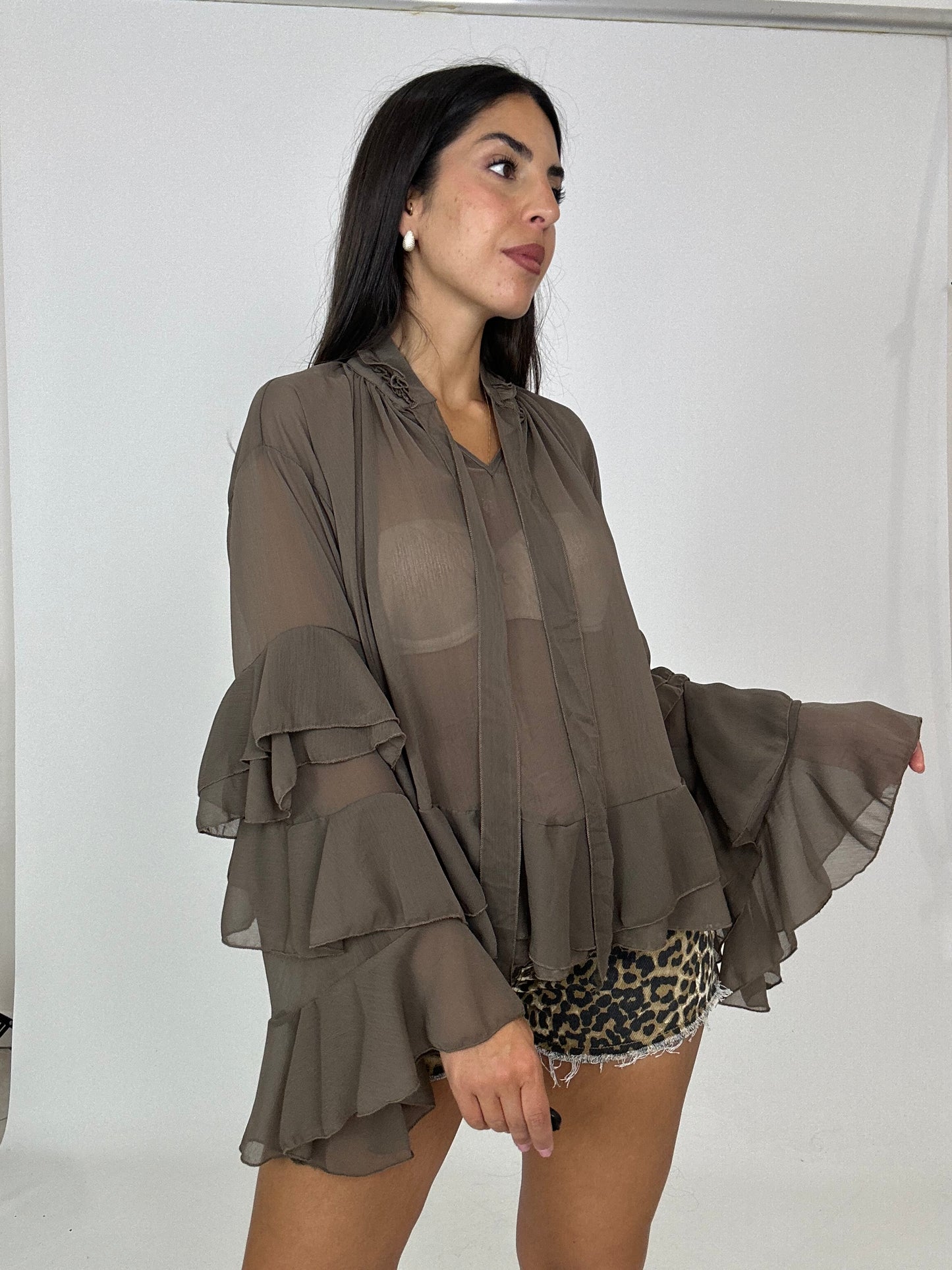 Camicia velata mattone