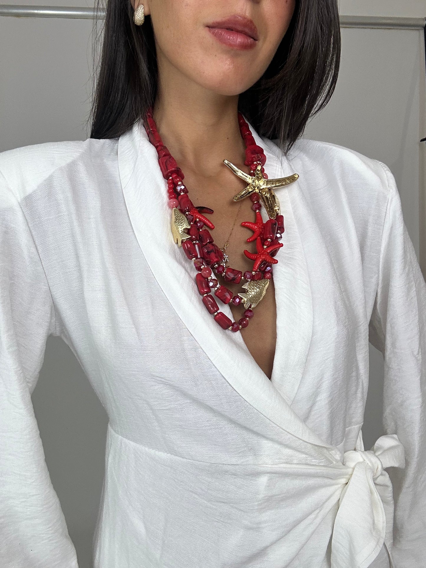 Collana corallo rossa e stella