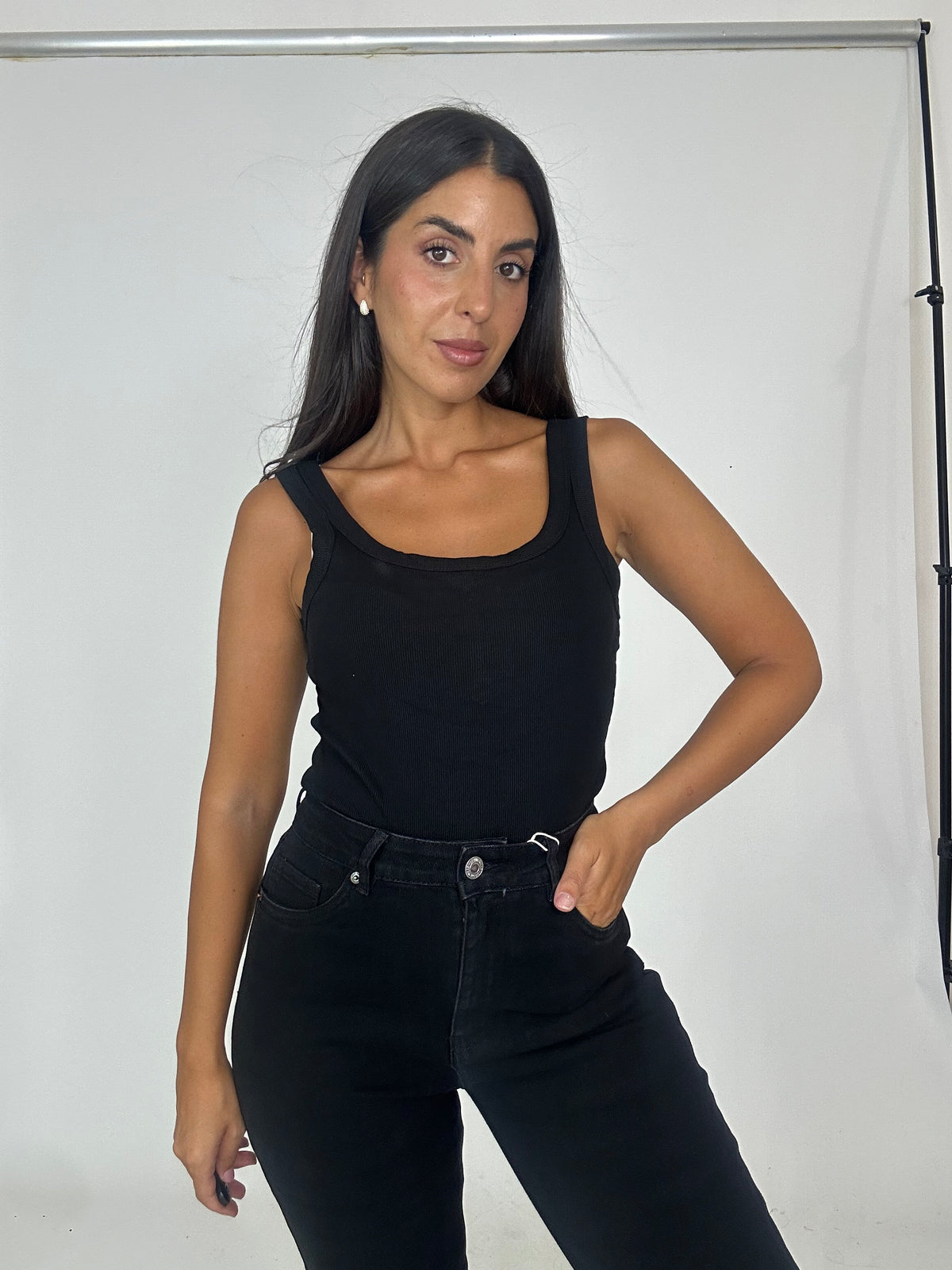 Canotta nera monique cotone