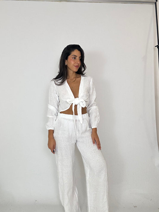 Coordinato puro lino bianco