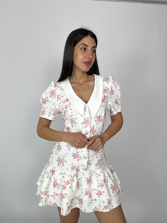 Vestito fiori con colletto