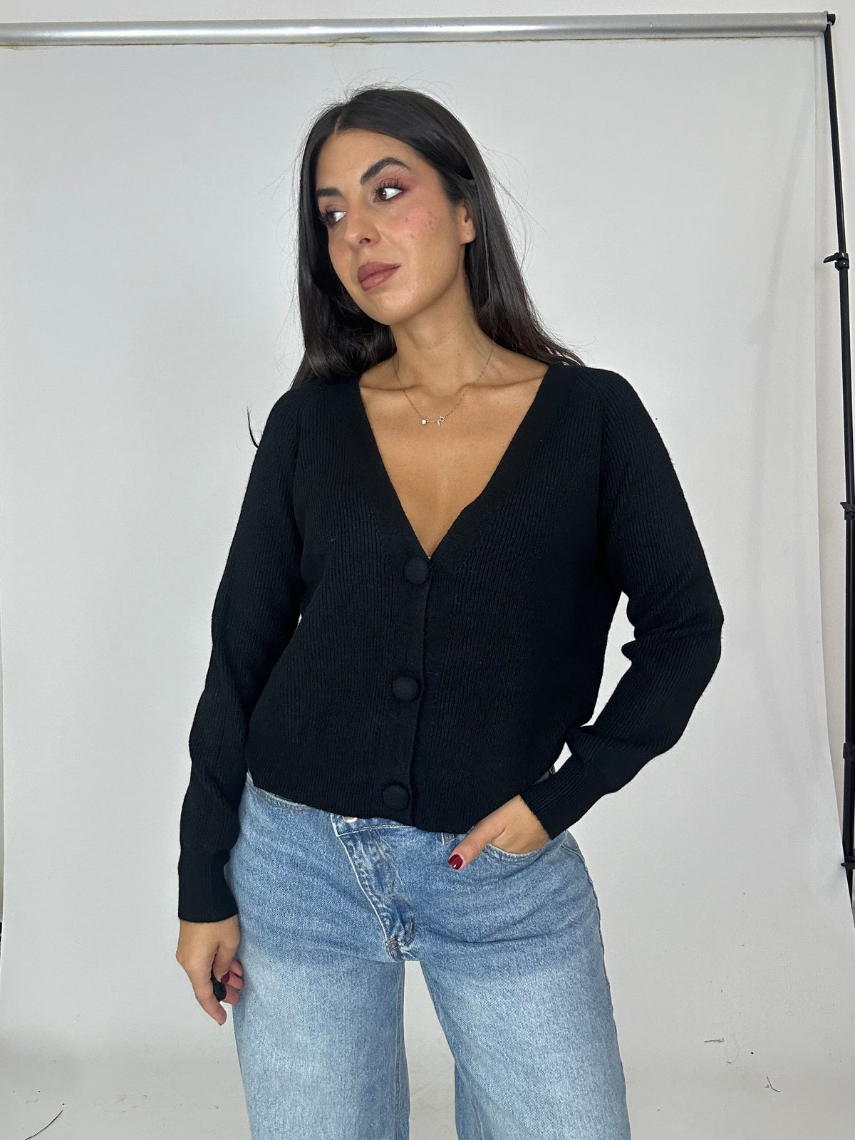 Cardigan nero in lana