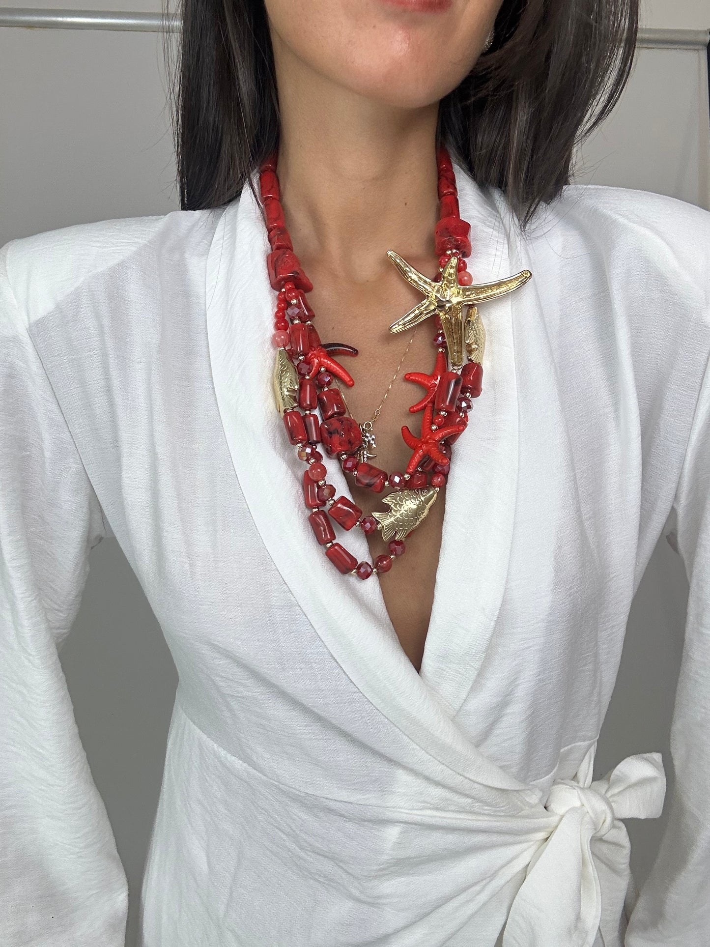 Collana corallo rossa e stella