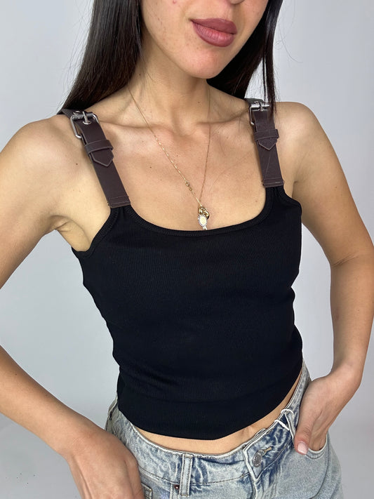 Canotta fibbia lumina nera