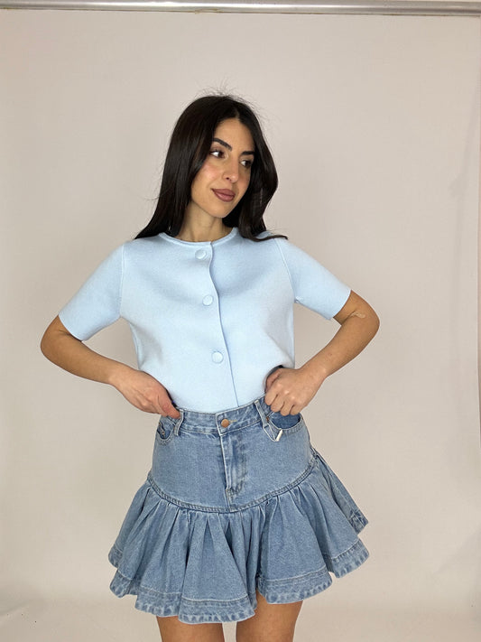 Gonna con balza in denim