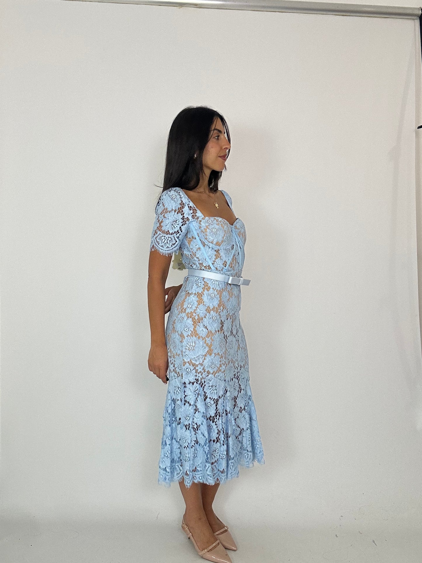 Tubino in pizzo azzurro