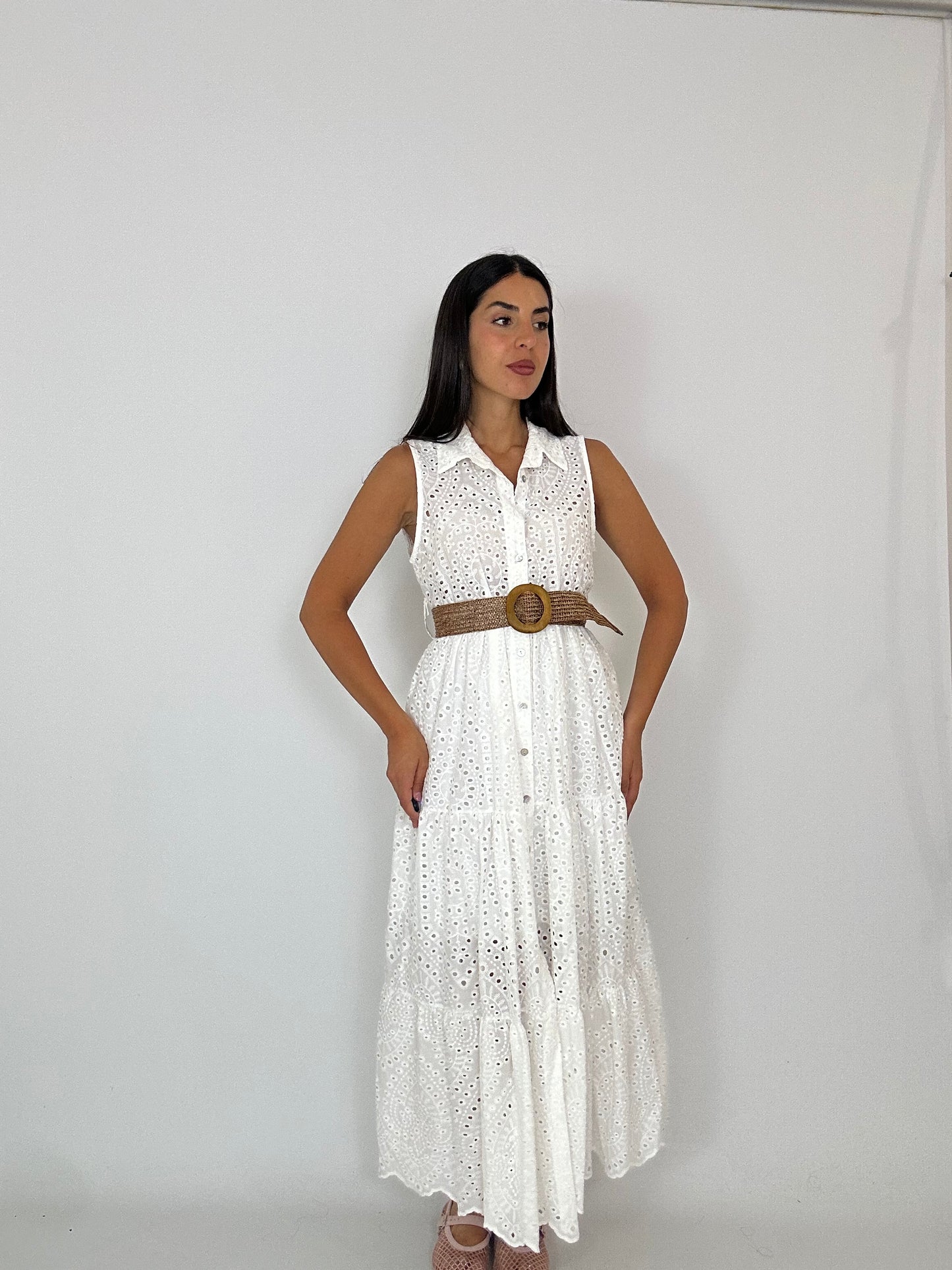 Abito camicia Midi in pizzo San gallo