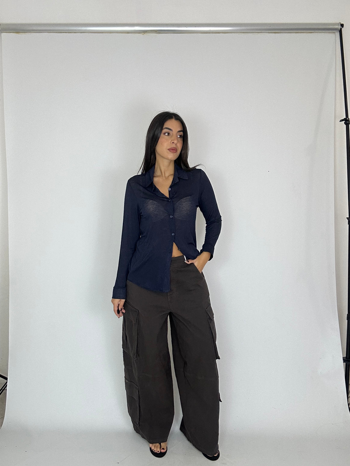 Denim marrone cargo lumina