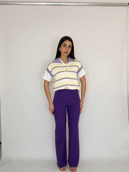 Pantalone dritto viola