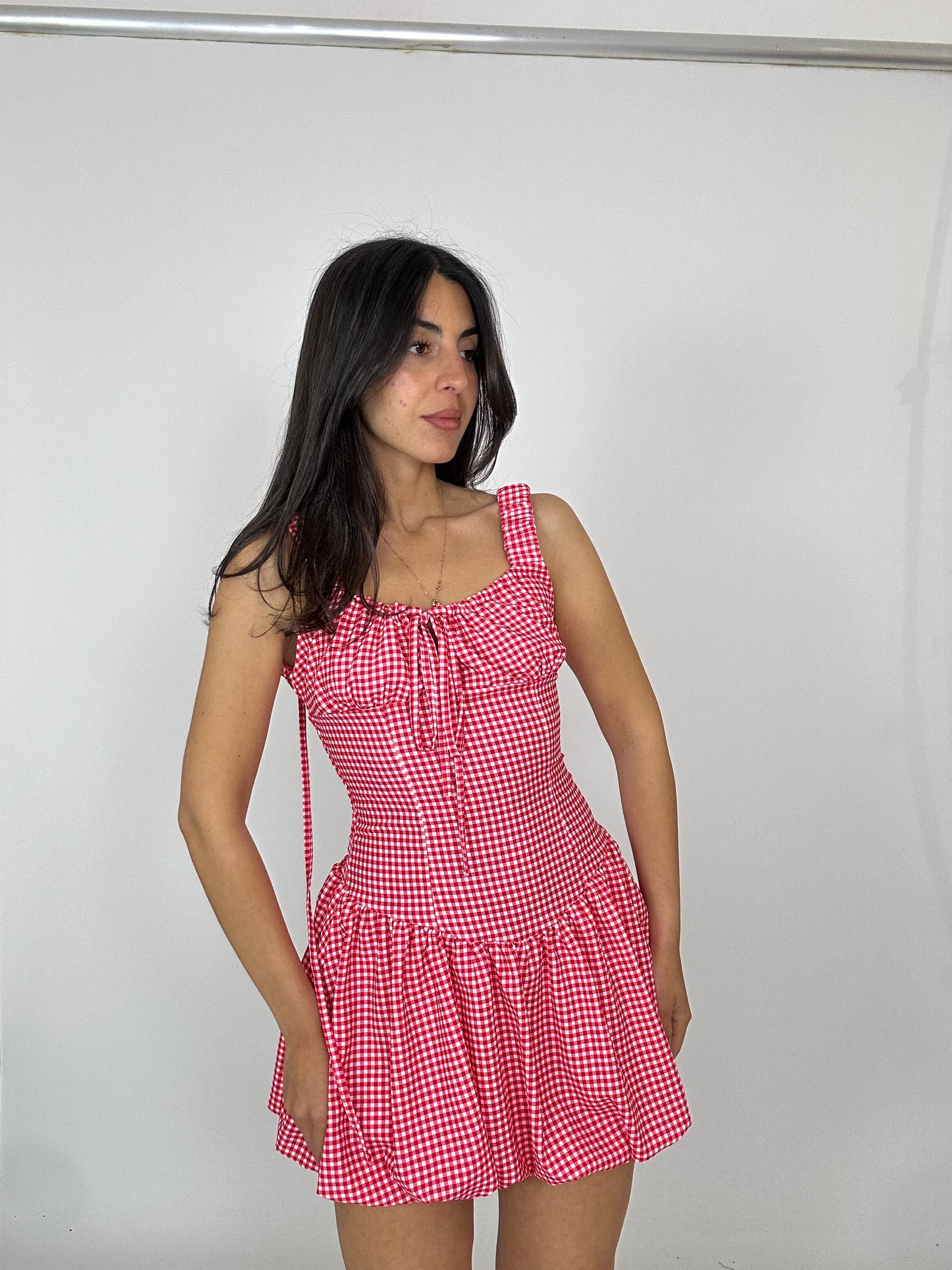 Vestito quadretti rosso bianco