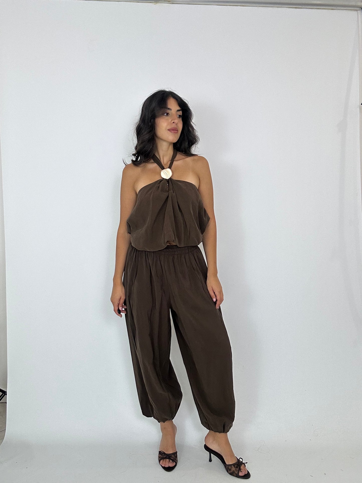 Pantalone marrone con elastico