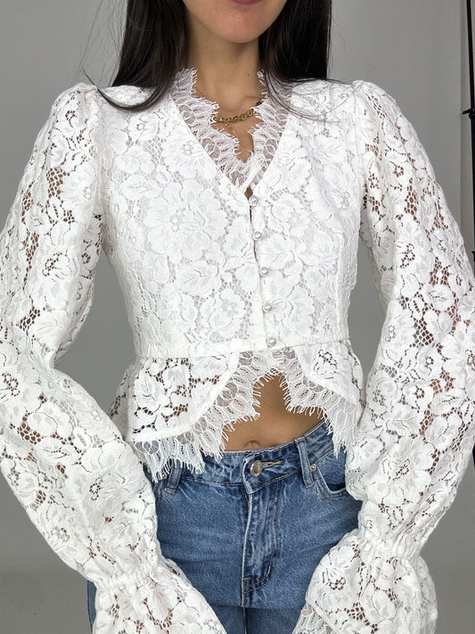 Camicia pizzo San gallo lumina