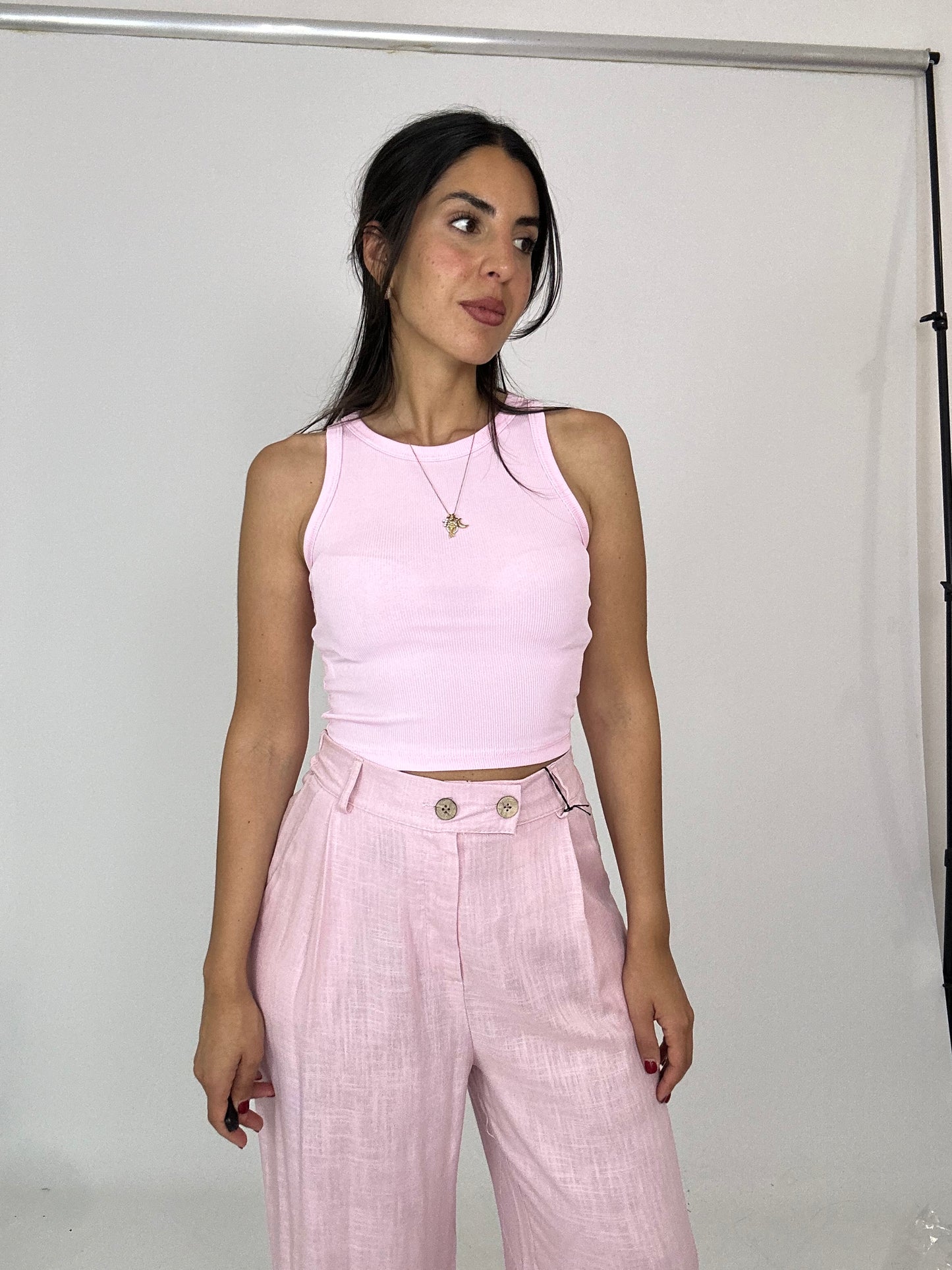 Canotta costine rosa