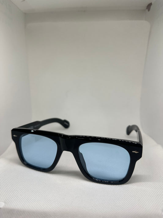 Occhiali neri lente azzurra