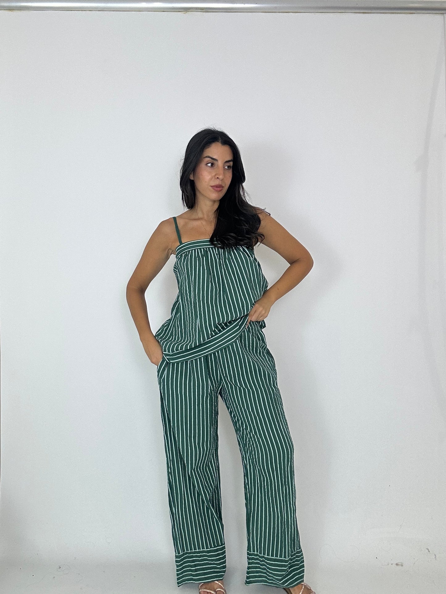 Coordinato strisce bianco e verde