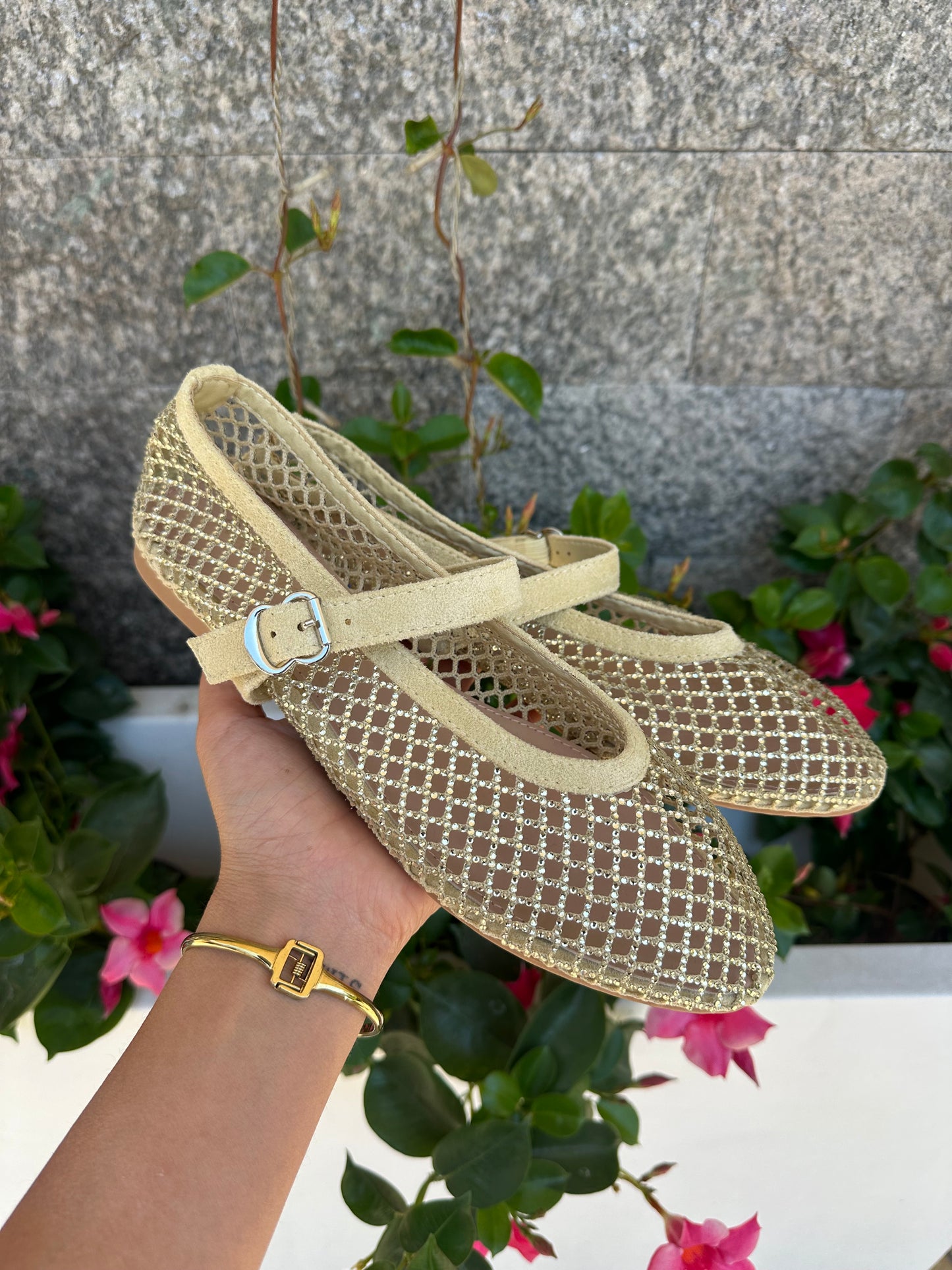 Ballerine brillantinate gialle