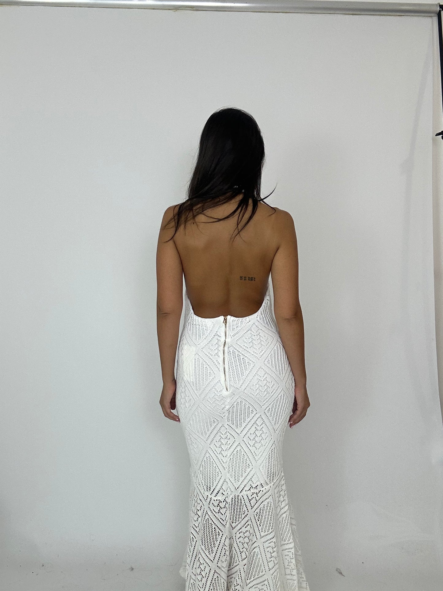 Abito sirena bianco con zip