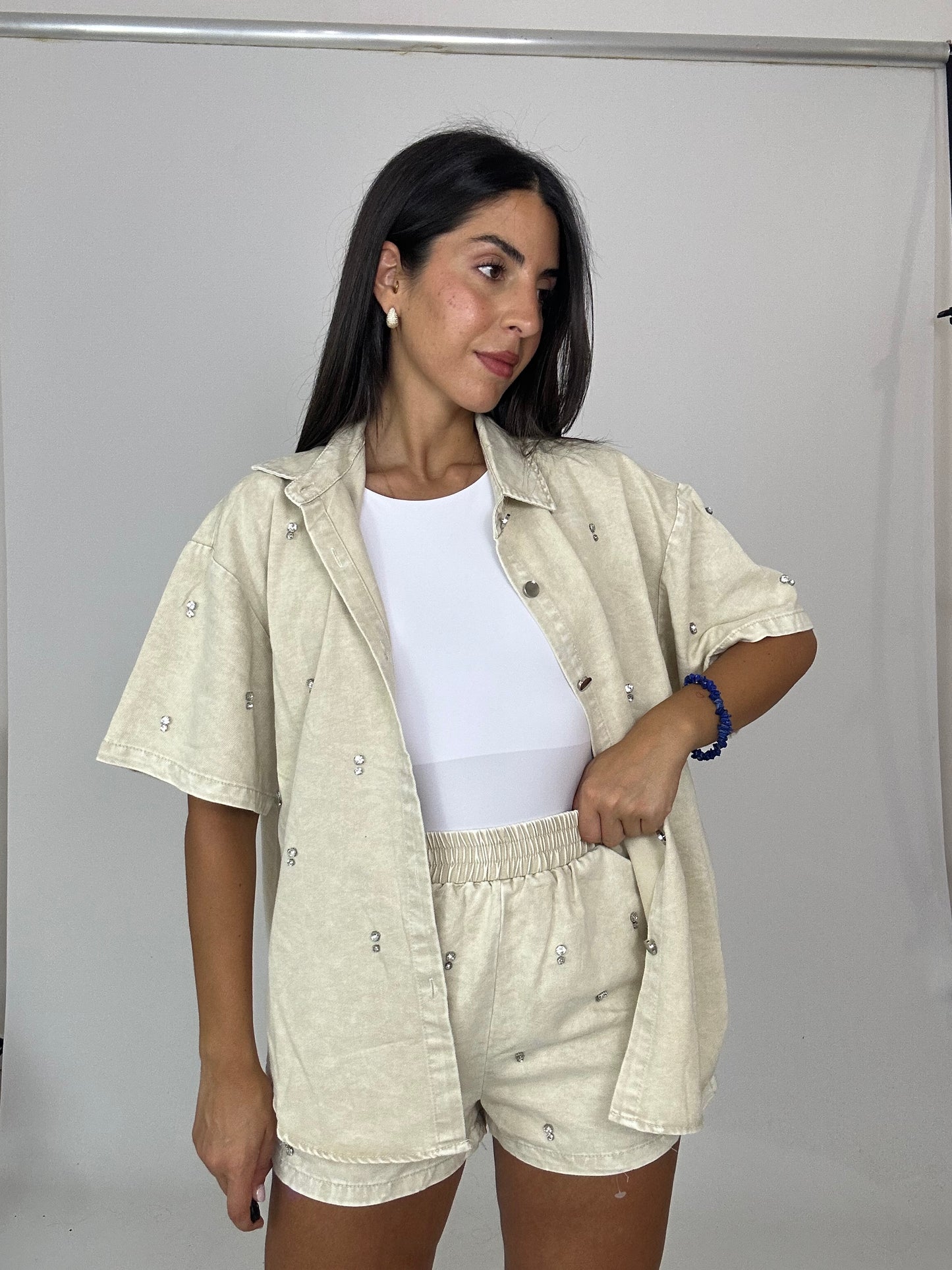 Coordinato beige in denim