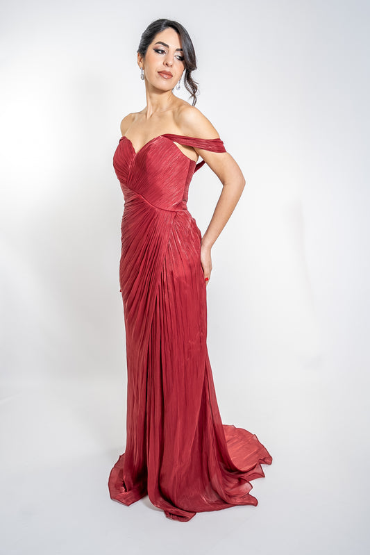 Abito Rosso Elegante Lungo Drappeggiato – Birthday Collection