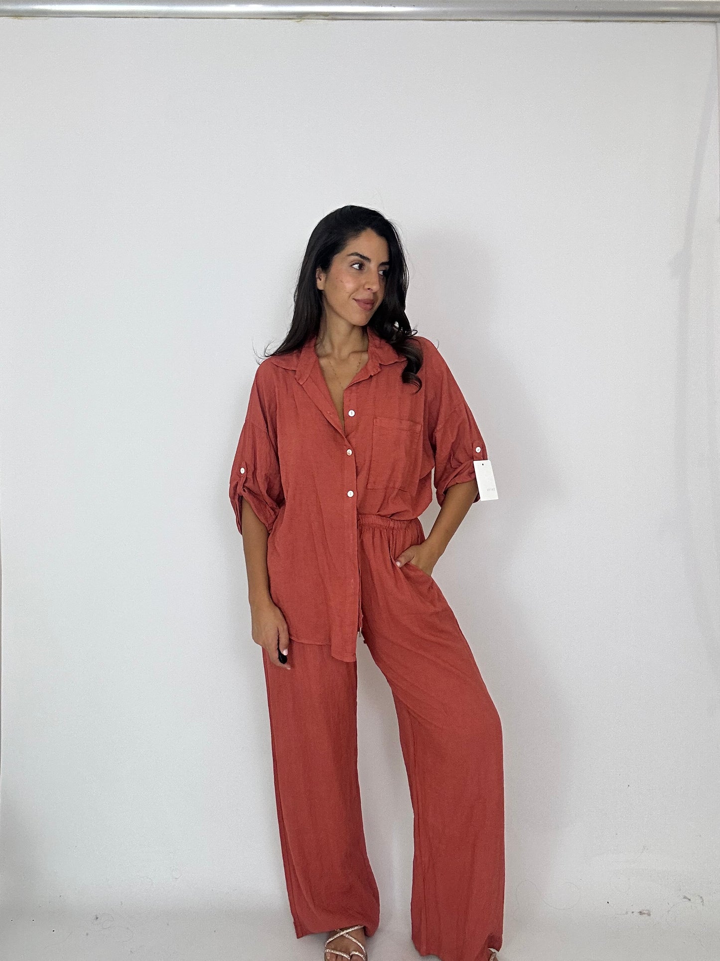 Coordinato 50% Lino camicia pantalone