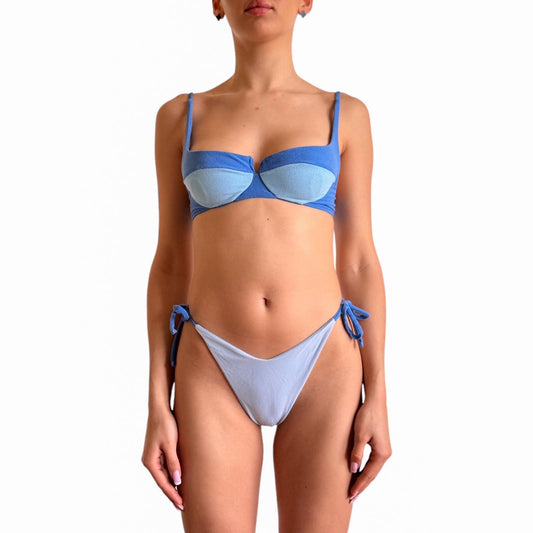 Bikini spugna con ferretto blu e azzurro