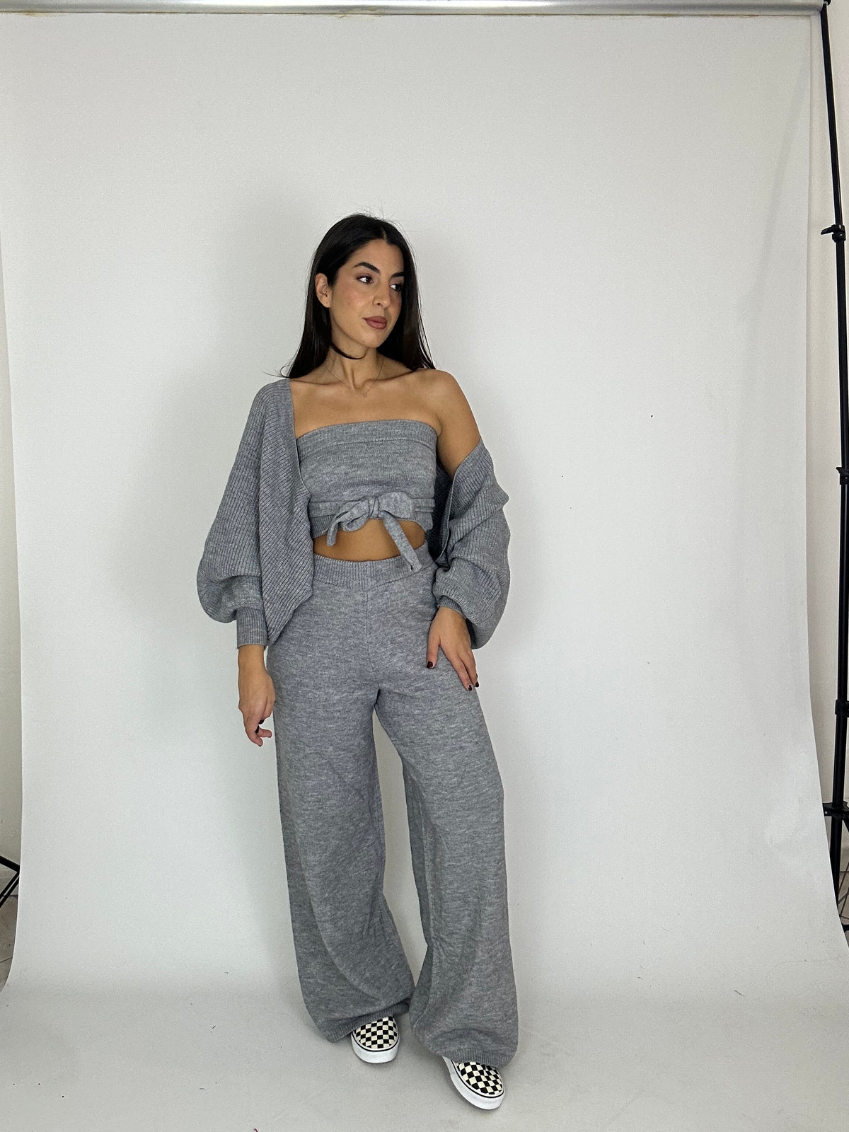 Coordinato tre pezzi in lana grigio