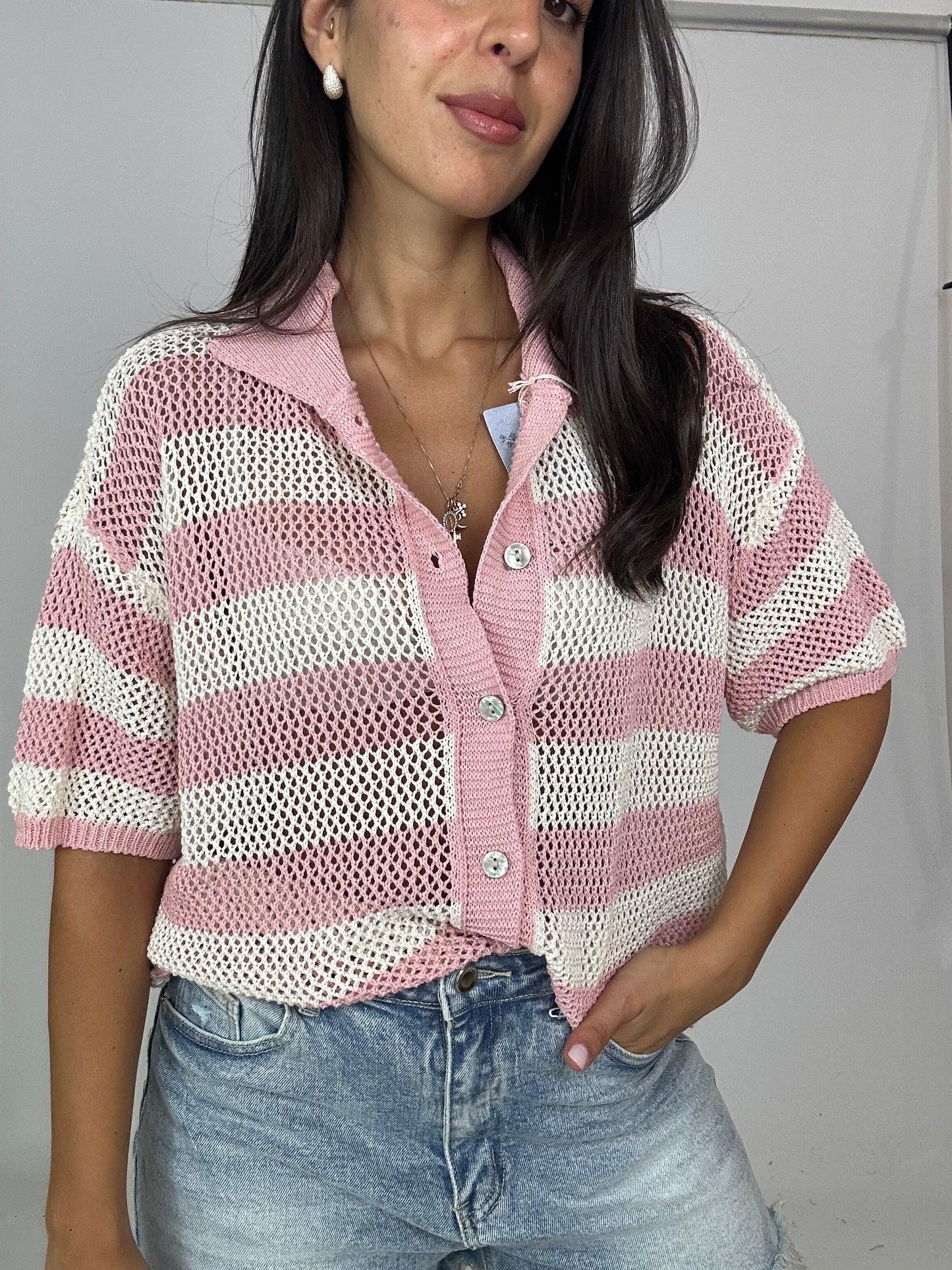 Denim con tasca rosa brillantinata