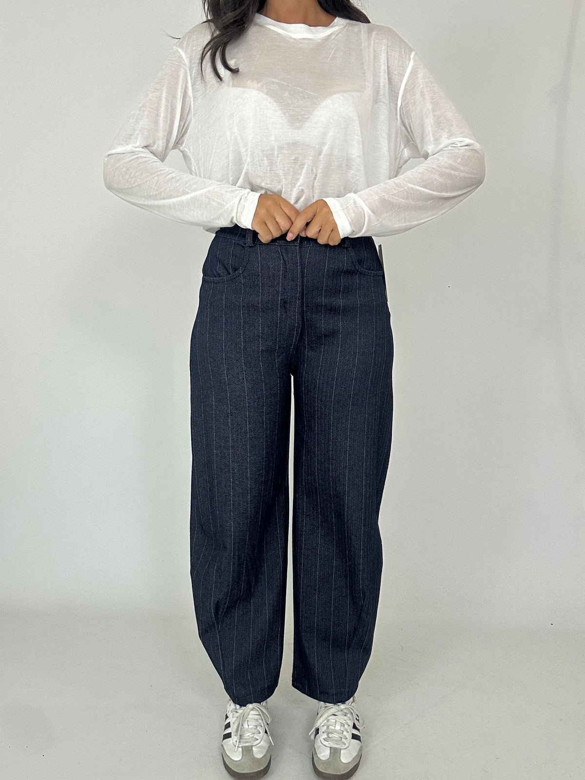 Pantalone gessato blu